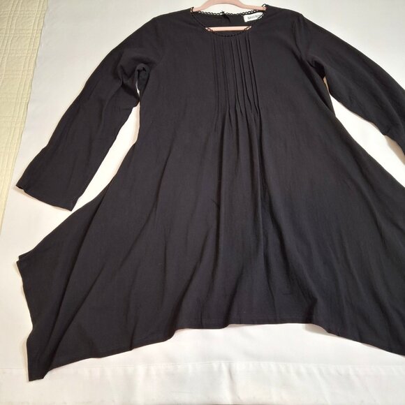 Modest Midi Asymmetric Hem Dress Size 2XL BIU BIU Black Long Sleeve Round Neck - Picture 2 of 16